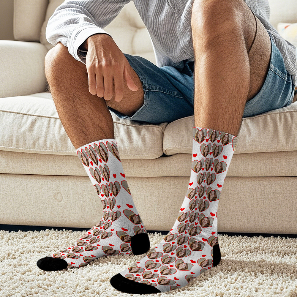 Custom Face Socks Multi-face Breathable Add Pictures Colorful Photo Socks I Love You Socks Gift