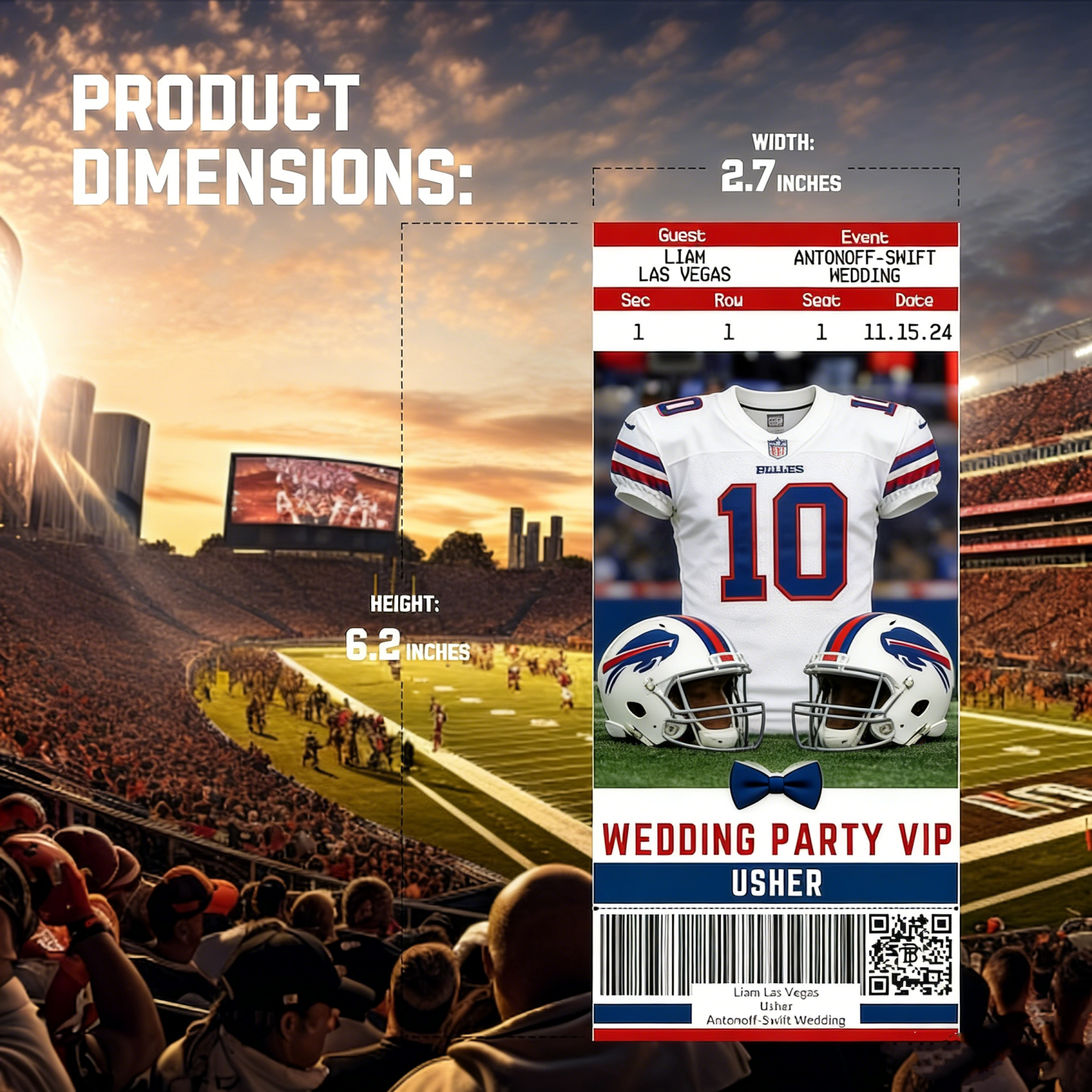 Custom Ticket Football Personalized Football Style Photo Gift Best Man Fans Team Ideas Gift
