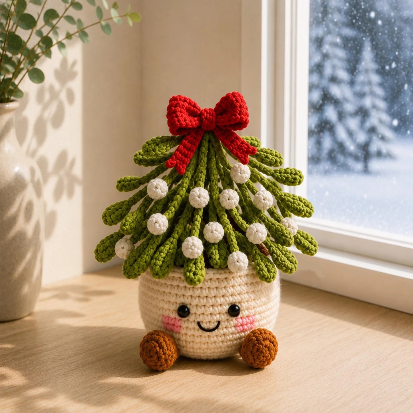 Handmade Crochet Christmas Potted Plant Decor – Festive Desk Ornament Gift for Home, Office & Holiday Parties - MyFaceSocks
