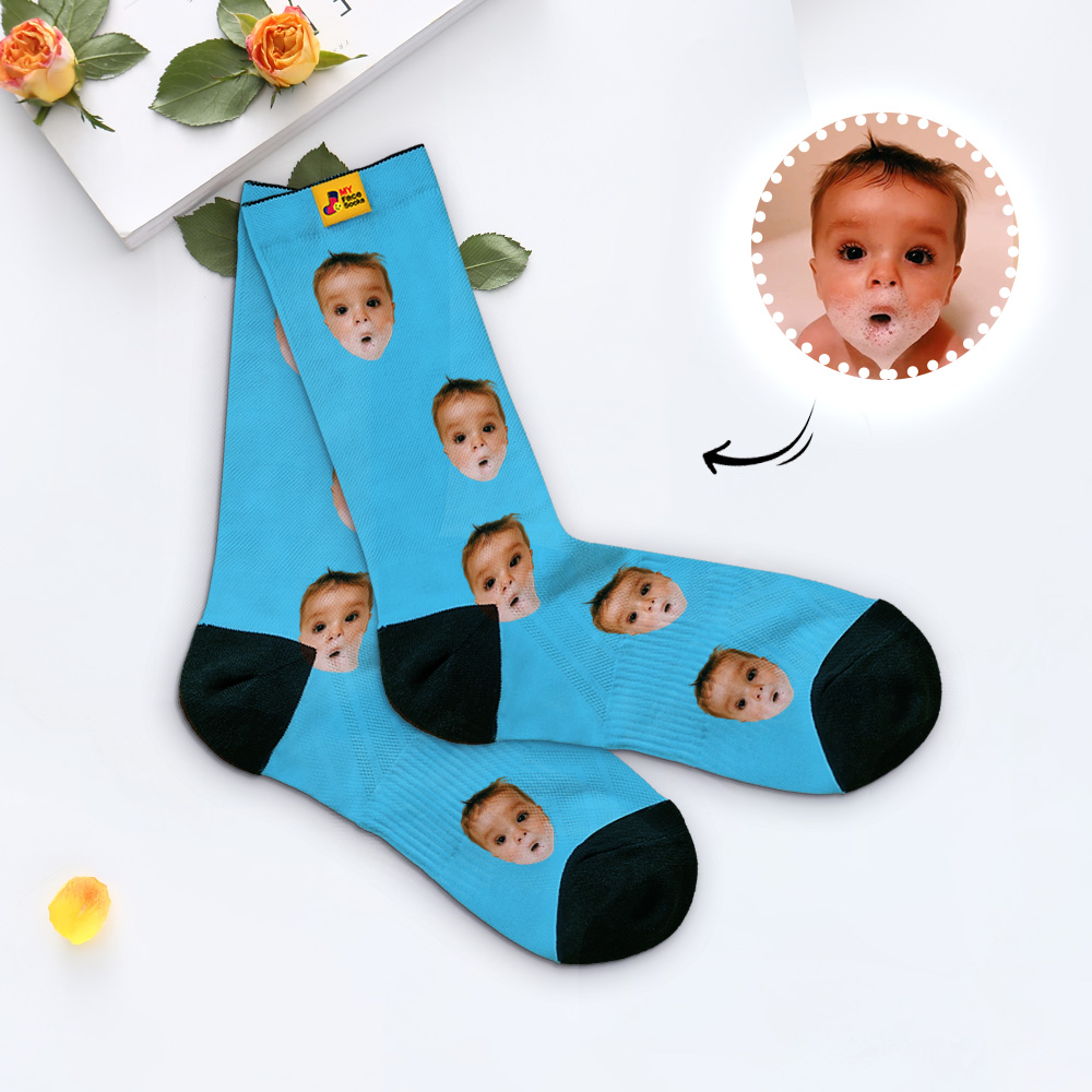 Custom Face Socks Add Pictures And Name Colorful Kids Gift