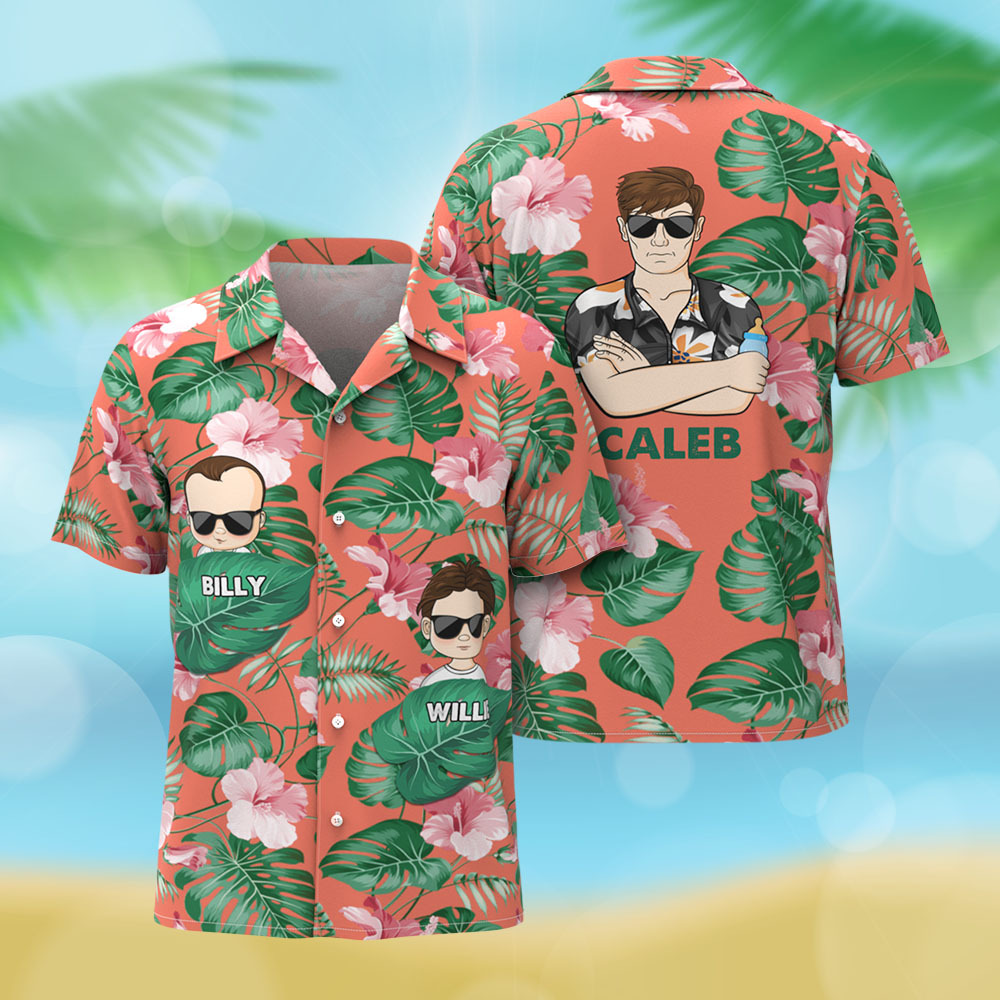 Personalized Cartoon Hawaiian Shirt Best Dad Papa Ever Birthday Loving Gift For Father Grandpa Grandfather Custom Name Hawaiian Shirt Gift - MyFaceSocks