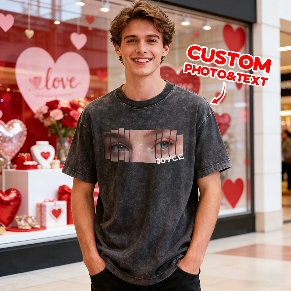 Christmas Gifts Custom Eyes Shirt Girlfriend Eyes Tee Personalized Photo and Name for Lovers