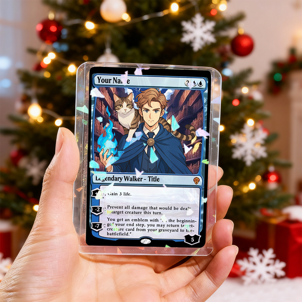 Custom Character Card Personalized Magic Style Christmas Gift Funny Cartoon Christmas Gift for Him or Her MTG Style Card Gift - MyFaceSocks