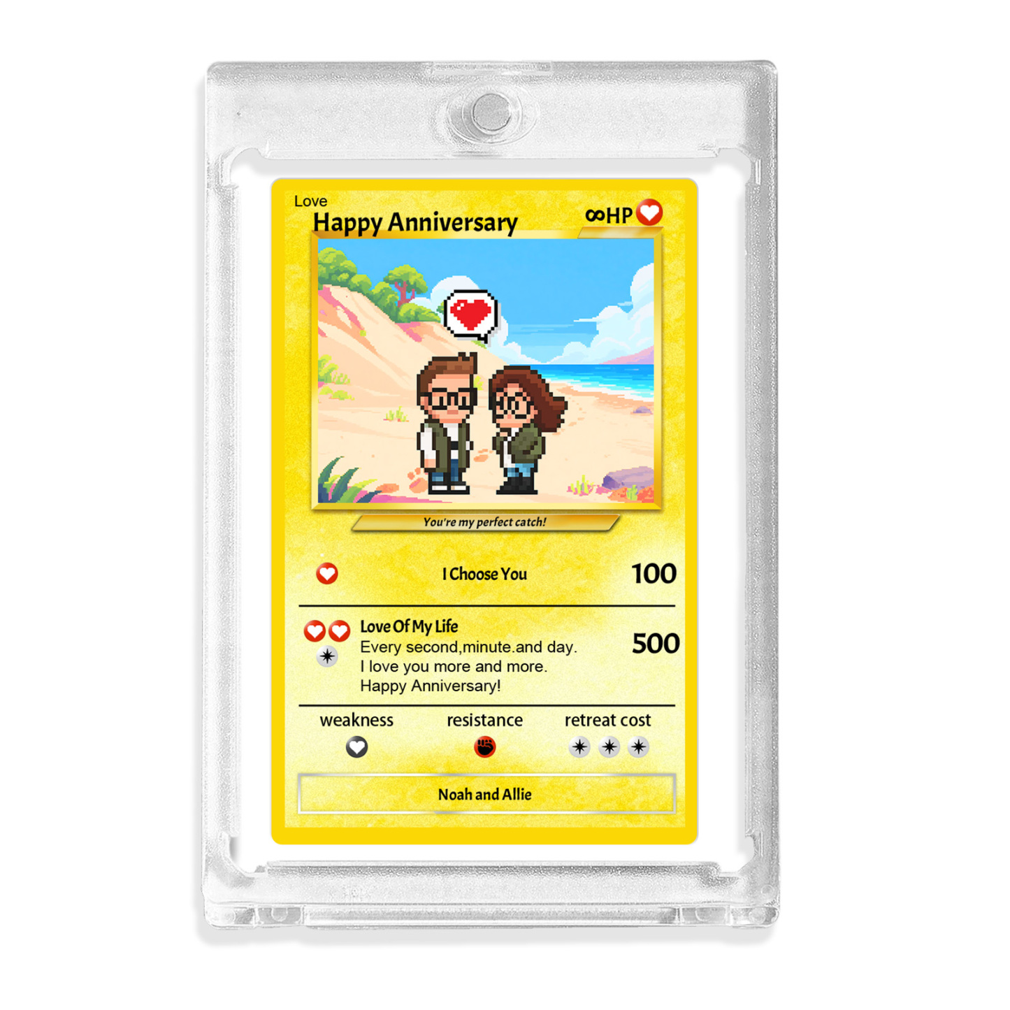 Custom Anniversary Day Poke Card Personalized Pixel Man Style Couple Card Cute Cartoon Photo Gift for Him or Her - MyFaceSocks