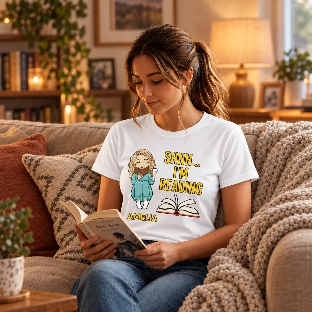 Custom Book Lover T-Shirt – Personalized Reading Zone Tee, Gifts for Bookworms, Readers & Book Lovers - MyFaceSocks