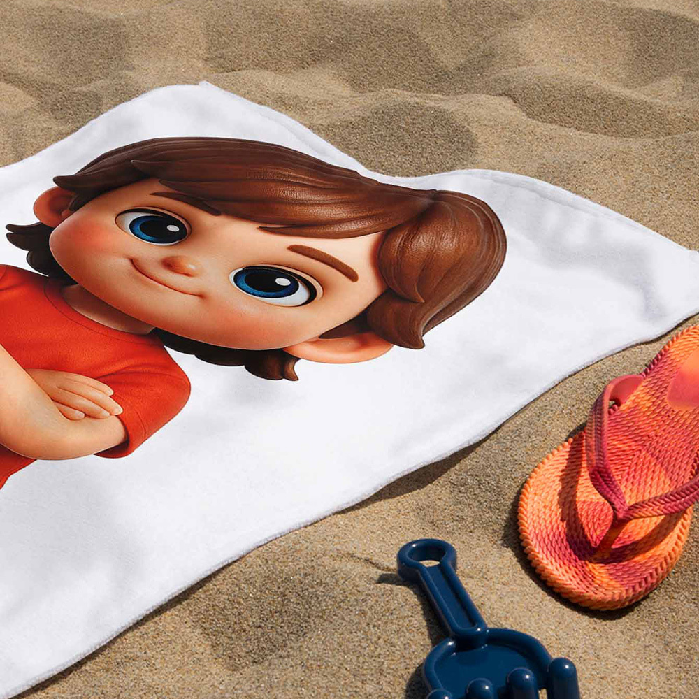 Custom Photo Beach Towel with Cartoon Design Personalized Wedding & Anniversary Gift - MyFaceSocks