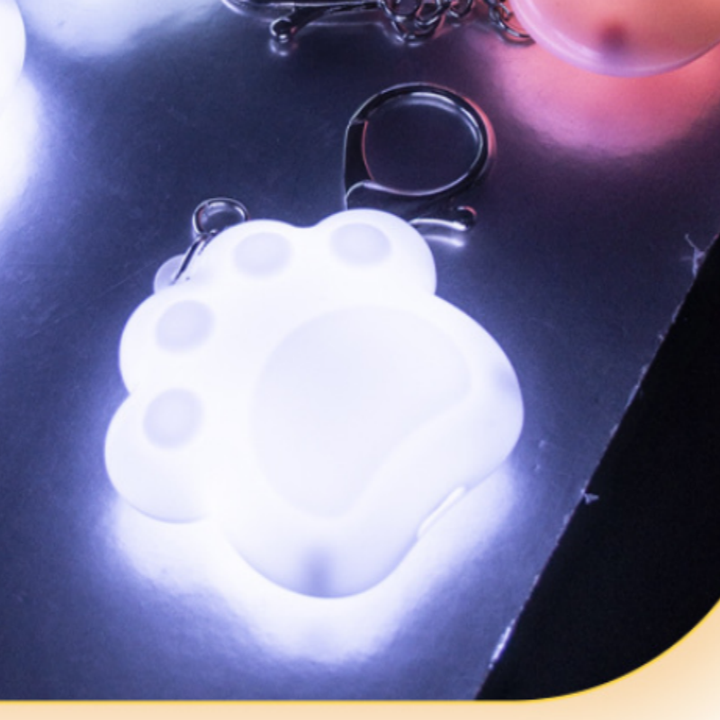 Cute Cat Paw Light Keychain Rechargeable Mini Bag Charm with Double Chain White Cat Paw Design - MyFaceSocks
