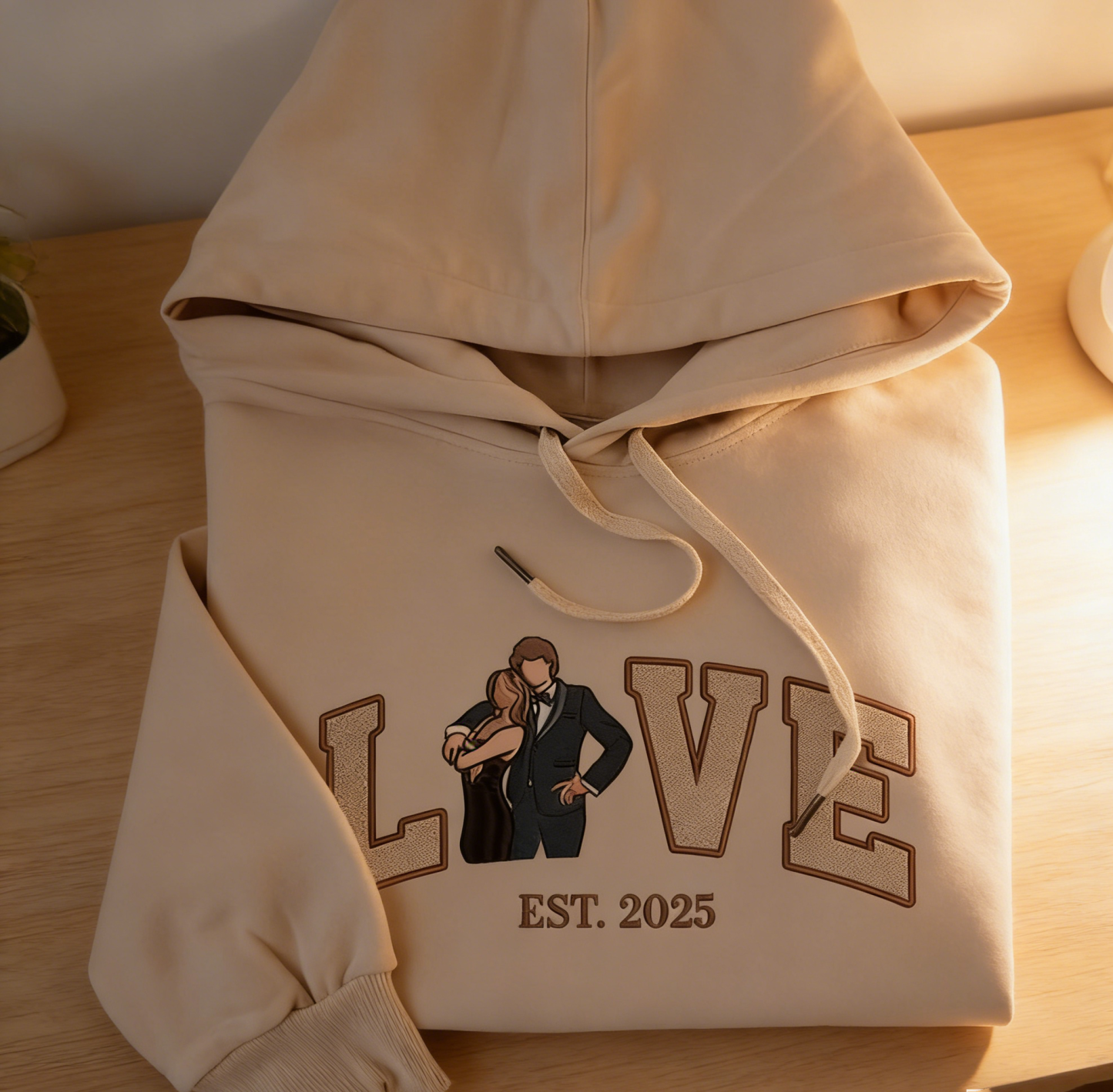 Personalized Embroidered Photo Couple LOVE Est Year Sweatshirt/Hoodie - MyFaceSocks