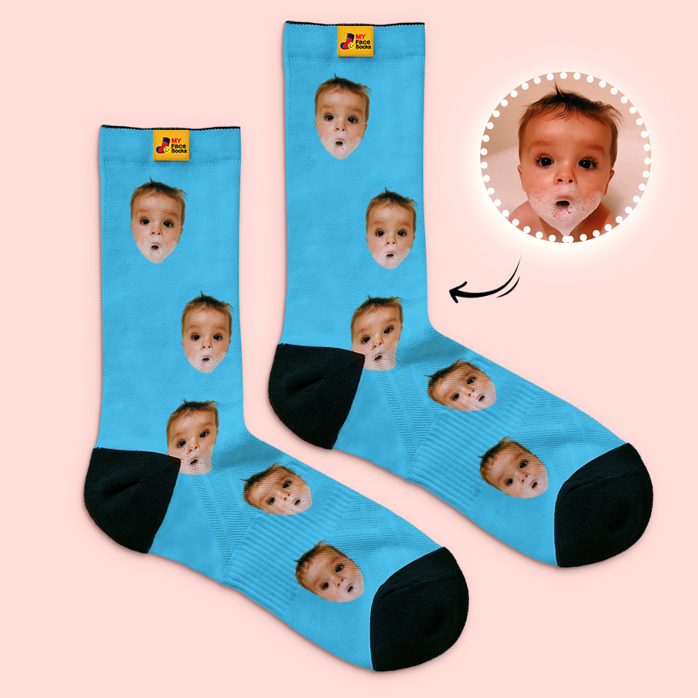 Custom Face Socks Add Pictures And Name Colorful Kids Gift