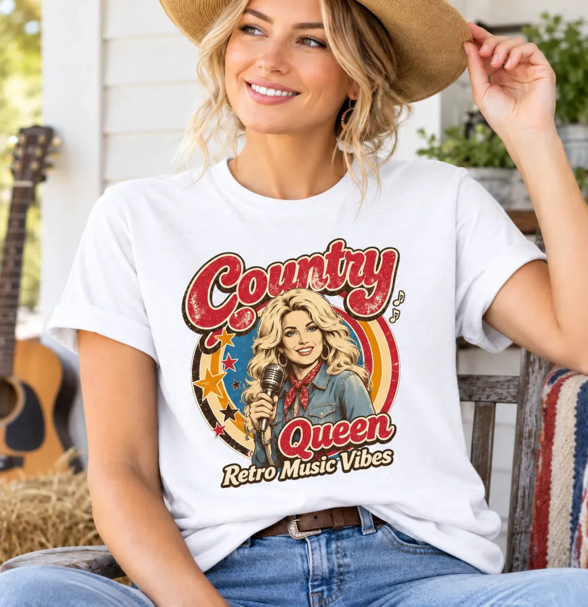Retro Country Music Legend Tribute T-Shirt – Vintage Western Singer Portrait Tee, Classic Country Music Fan Shirt - MyFaceSocks