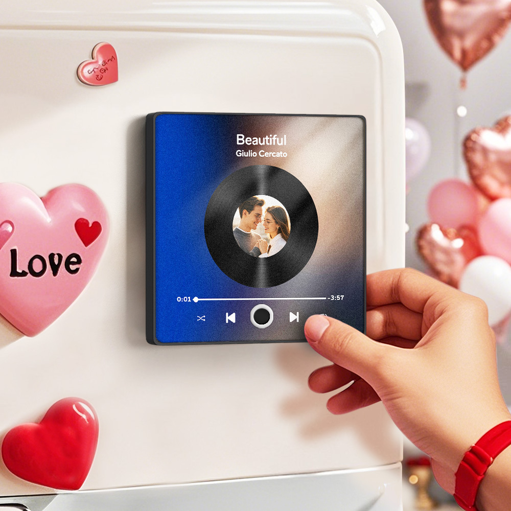Custom Valentines Photo Album Fridge Magnet Music Wall Photo Sticker Music Movement That Can Be Played Without Cell Phone Music Fridge Magnet Pro Can Play Songs Couple Gift - MyFaceSocks