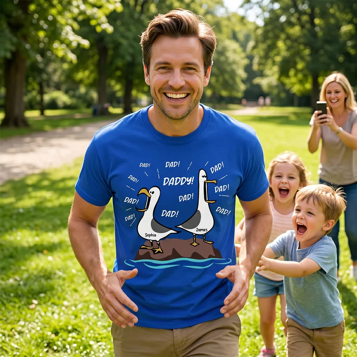 Seagull Dad! Dad! Dad! Custom Kid Name - Personalized Shirt - Funny Father's Day Gift For Dad, Husband - MyFaceSocks