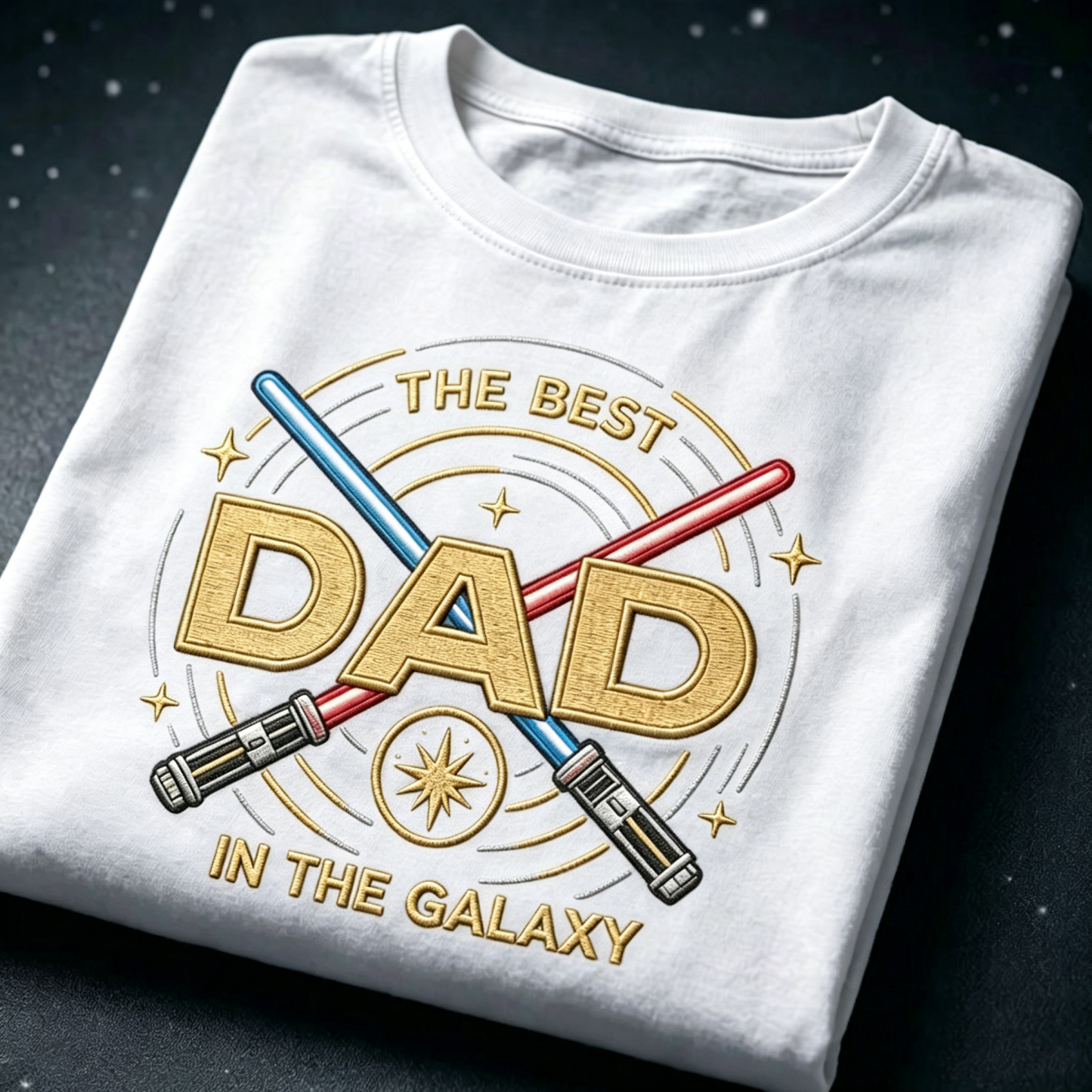 Embroidered Galaxy Dad Washed Tee – Best Dad in the Galaxy Shirt, Father’s Day Gift, Space Magic Crewneck, Galaxy Trip Apparel