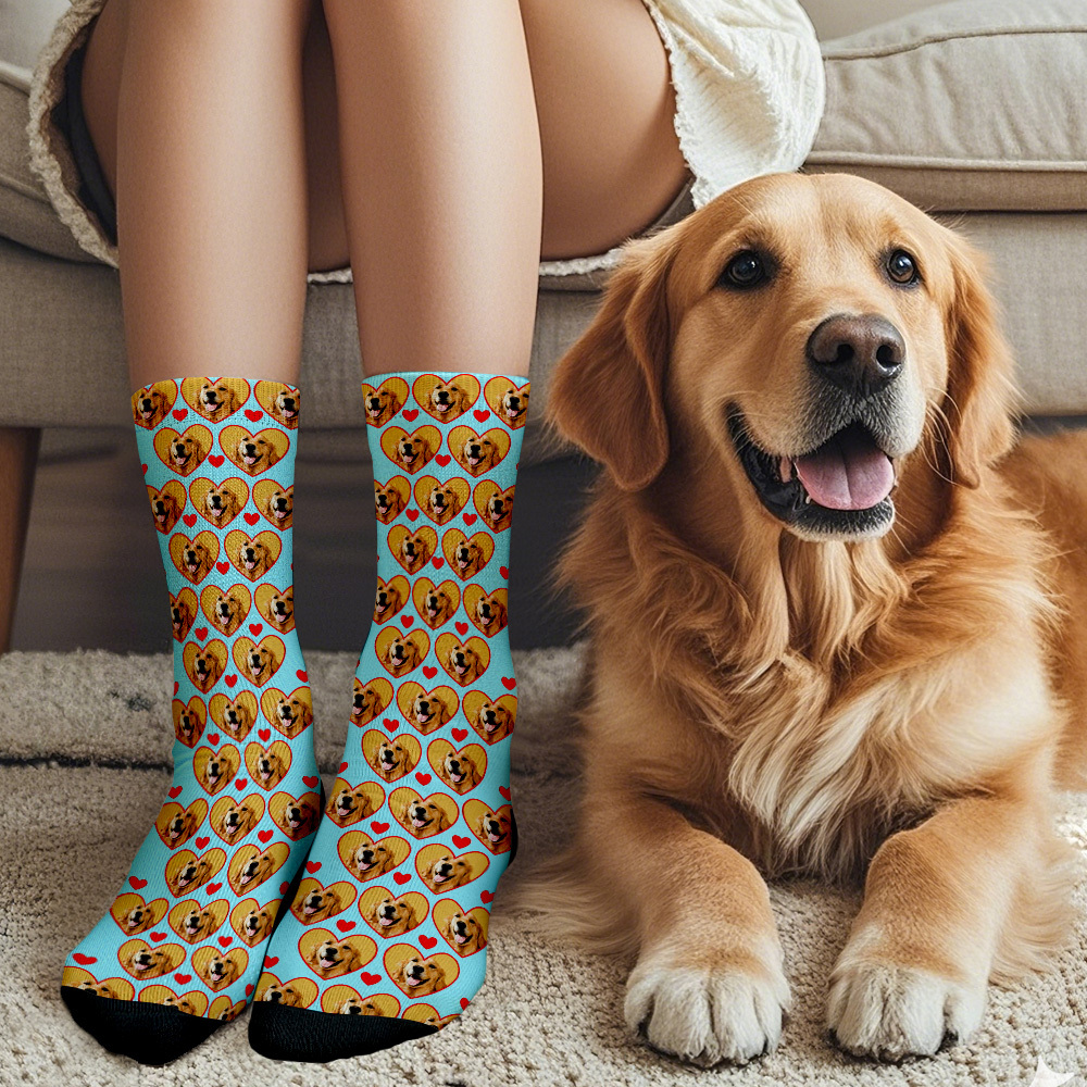 Custom Face Socks Multi-face Breathable Add Pictures Colorful Photo Socks I Love You Socks Gift