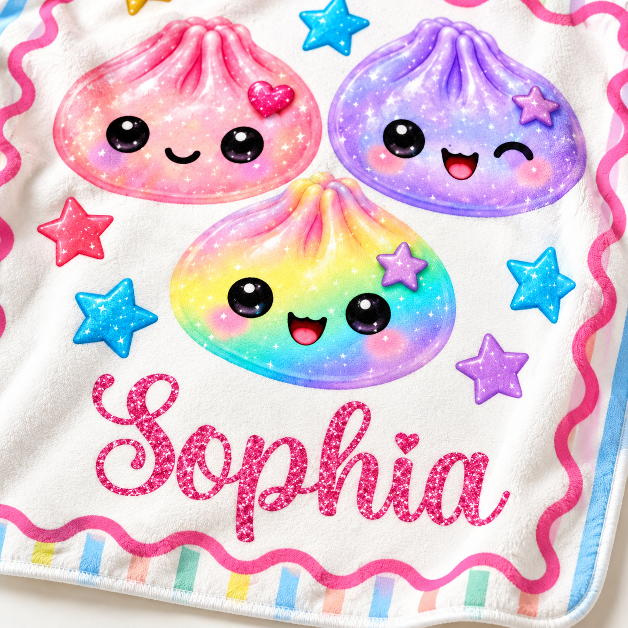 Custom Kawaii Dumpling Squishy Name Gifts for Girls - Personalized Blanket Birthday & Holiday Gift with Name - MyFaceSocks