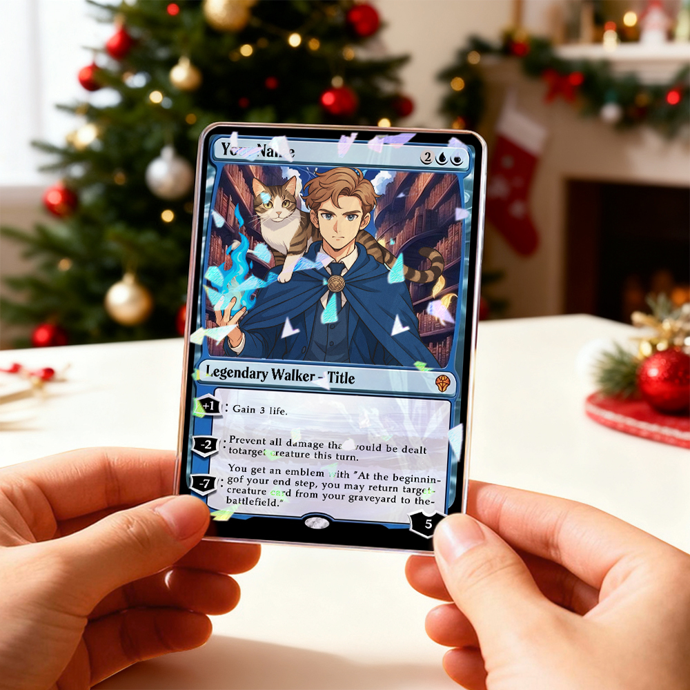 Custom Character Card Personalized Magic Style Christmas Gift Funny Cartoon Christmas Gift for Him or Her MTG Style Card Gift - MyFaceSocks