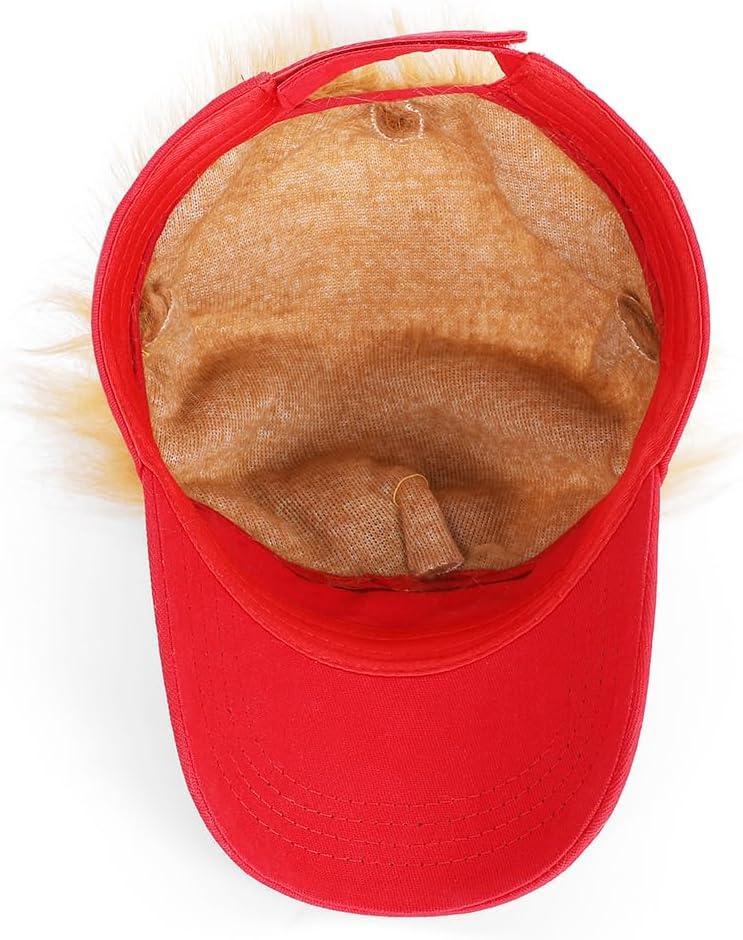 Trump 2024 Hat with Hair,Donald Trump Make America Great Again Wig Hat Embroidered Ultra Adjustable MAGA Baseball Cap