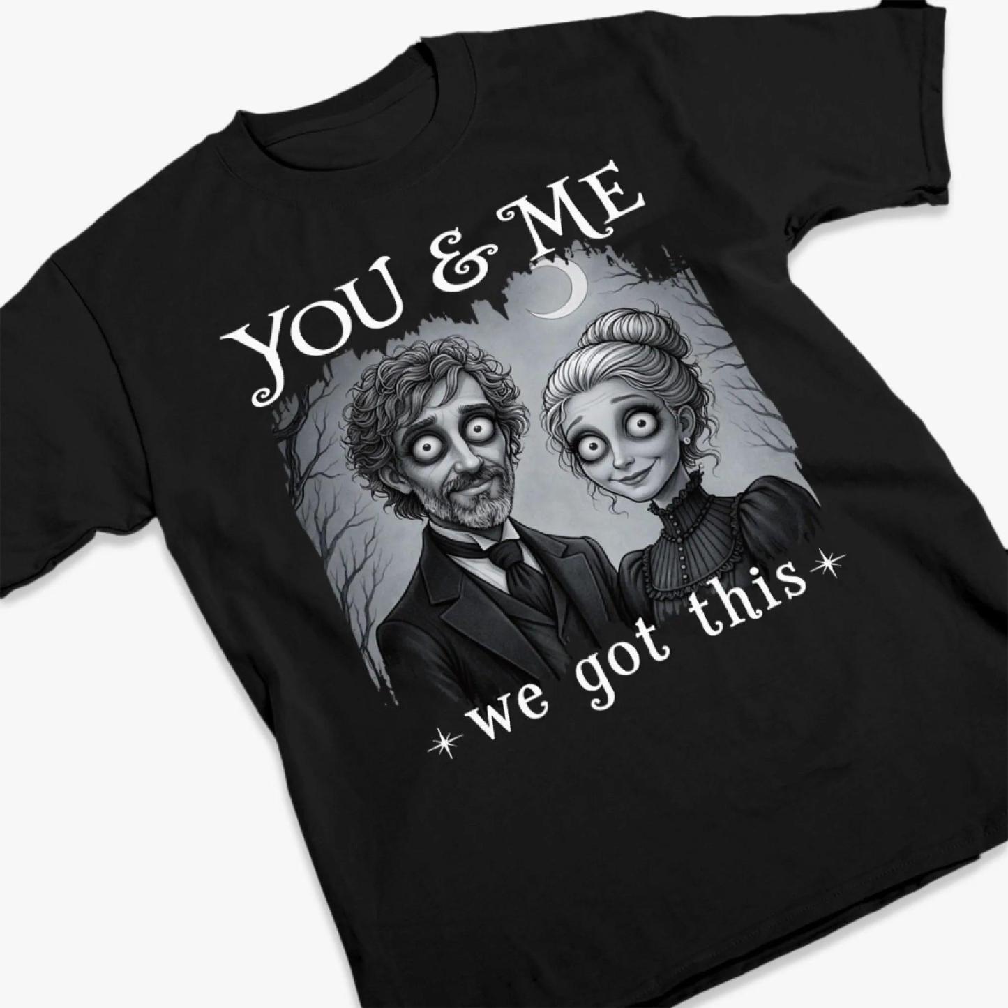 Custom Photo T-shirt Personalized Halloween Anniversary Wedding Gifts For Husband And Wife, Him And Her - My Creepy Favorite Partner Always - MyFaceSocks