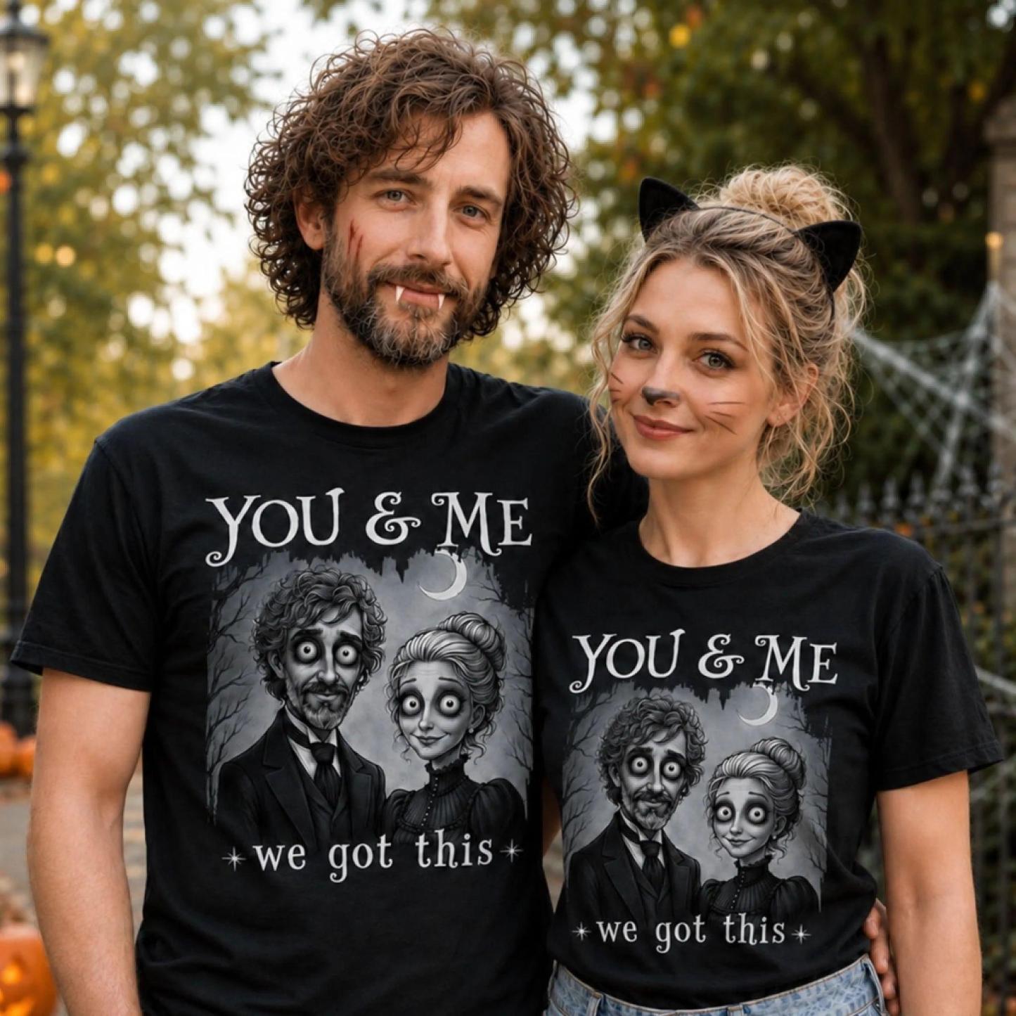 Custom Photo T-shirt Personalized Halloween Anniversary Wedding Gifts For Husband And Wife, Him And Her - My Creepy Favorite Partner Always - MyFaceSocks