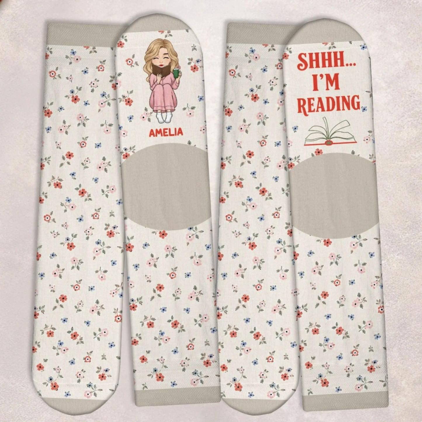 Custom Crew Socks - Personalized Bookish Gifts For Book Lovers, Bookworms, Readers - So Many Books, So Little Time - MyFaceSocks