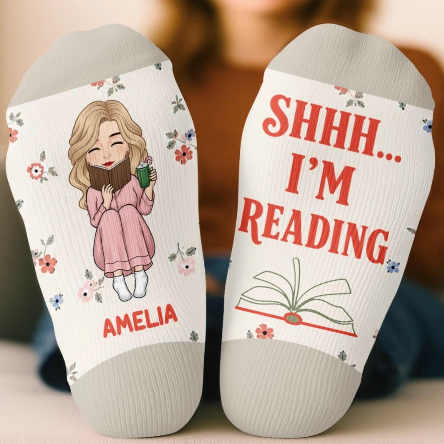 Custom Crew Socks - Personalized Bookish Gifts For Book Lovers, Bookworms, Readers - So Many Books, So Little Time - MyFaceSocks