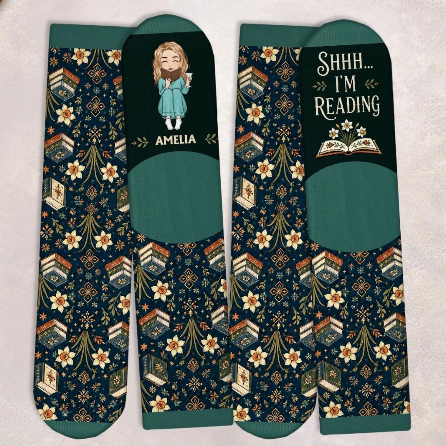 Custom Crew Socks - Personalized Bookish Gifts For Book Lovers, Bookworms, Readers - A Day Well Read - MyFaceSocks