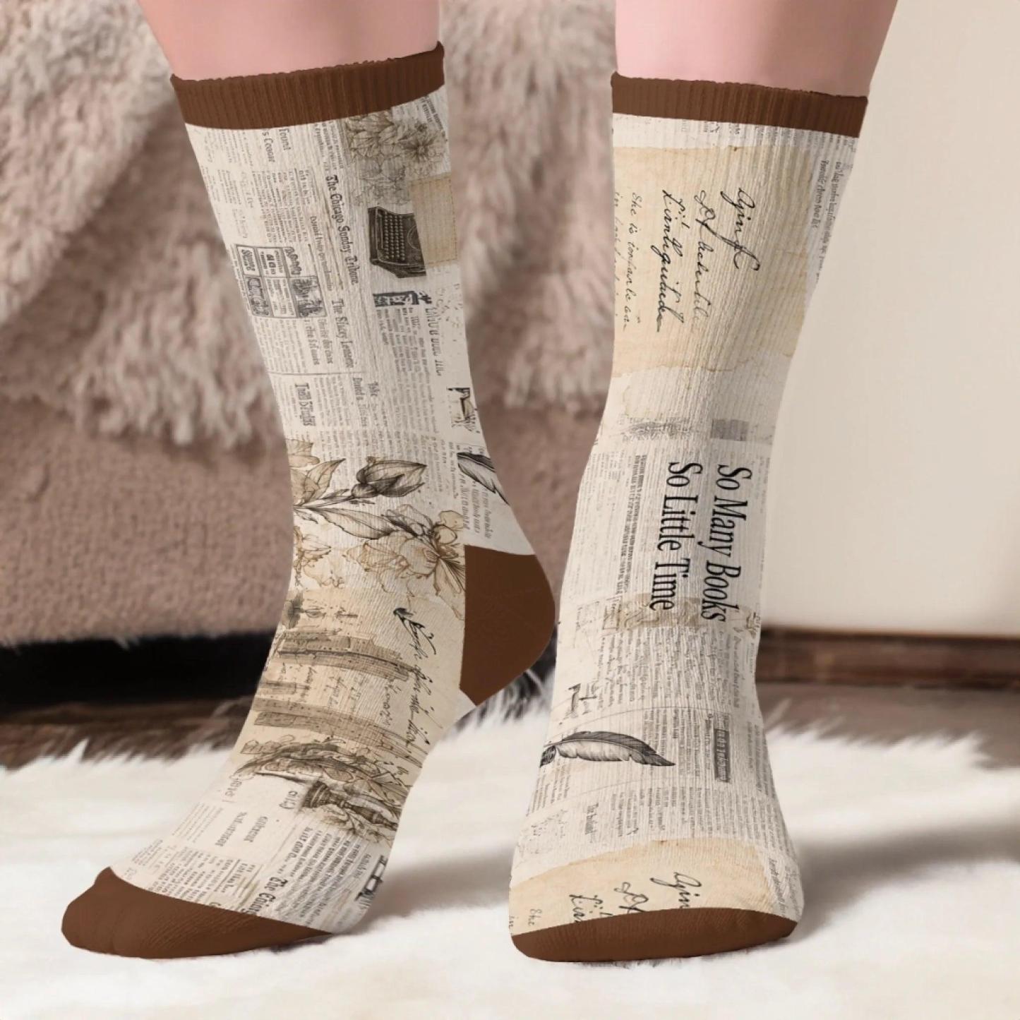 Custom Crew Socks - Personalized Bookish Gifts For Book Lovers, Bookworms, Readers - Do Not Disturb I Am Reading - MyFaceSocks