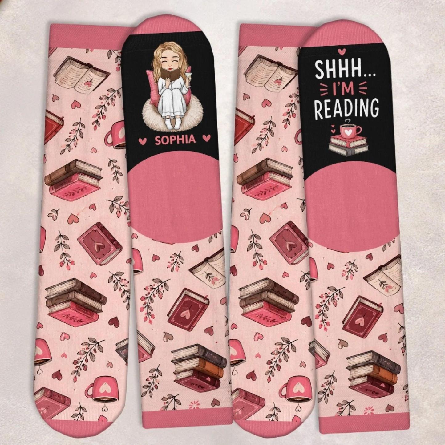 Custom Crew Socks - Personalized Bookish Gifts For Book Lovers, Bookworms, Readers - Pages Before Plans - MyFaceSocks