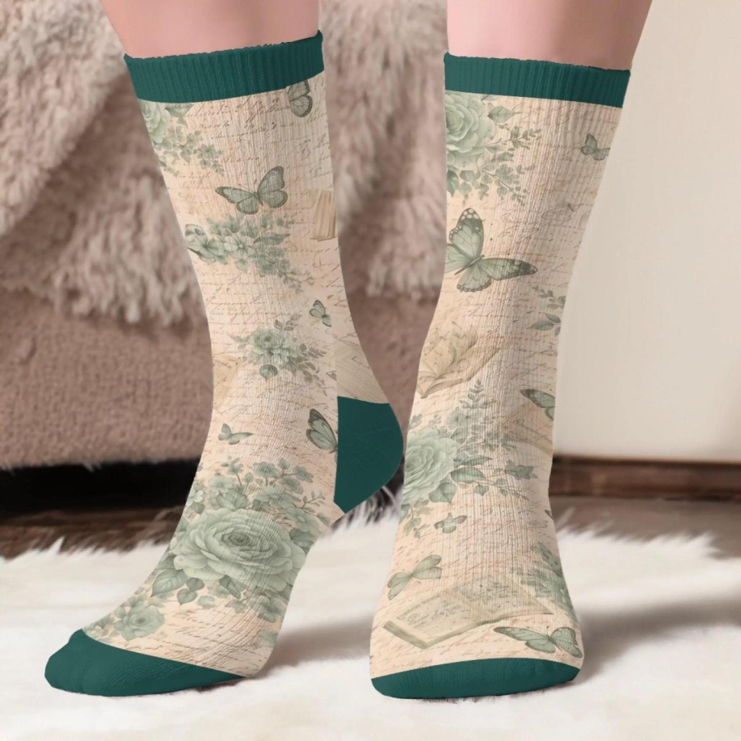 Custom Shh I'm Reading Crew Socks - Personalized Bookish Gifts For Book Lovers, Bookworms, Readers - Curated By Words - MyFaceSocks