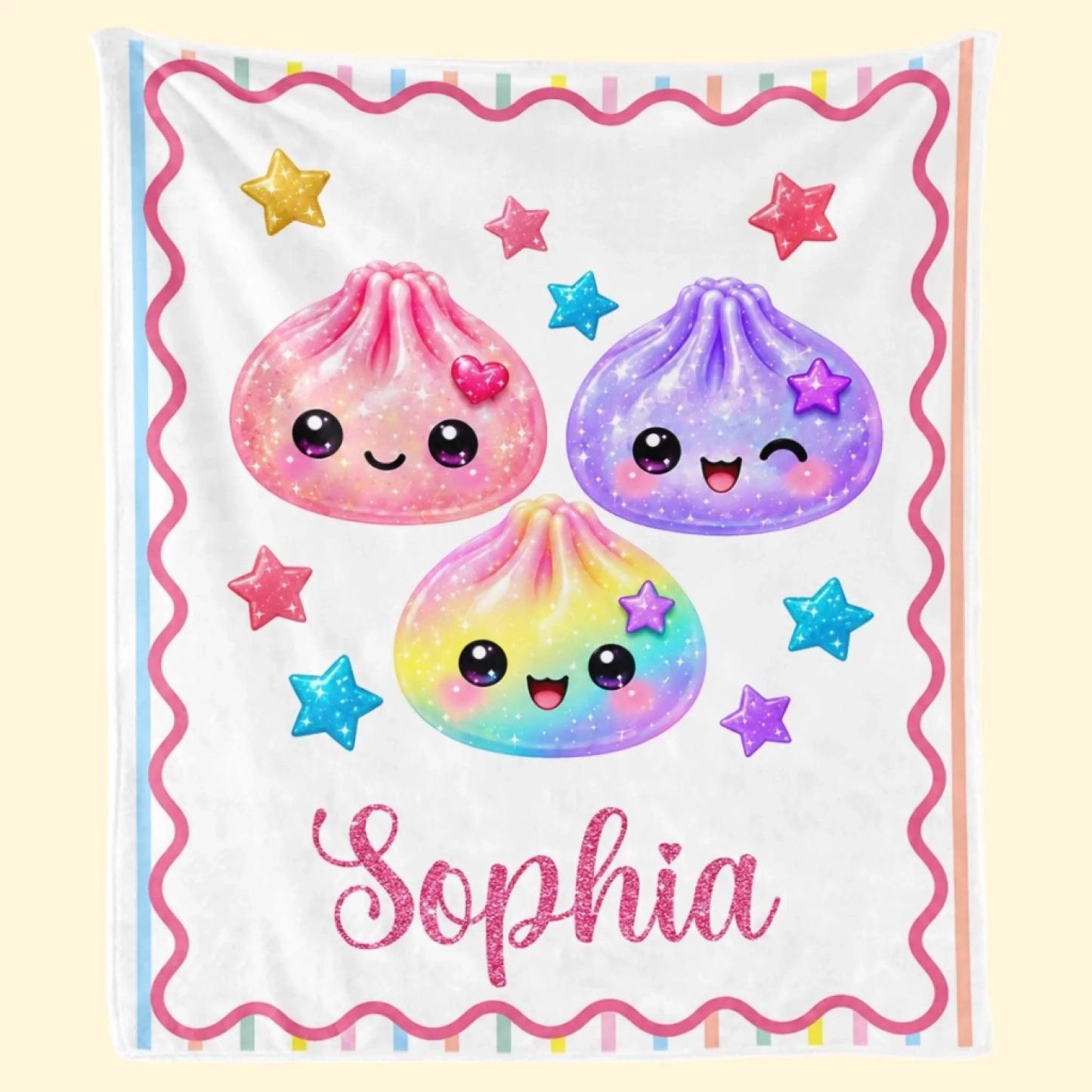 Custom Kawaii Dumpling Squishy Name Gifts for Girls - Personalized Blanket Birthday & Holiday Gift with Name - MyFaceSocks