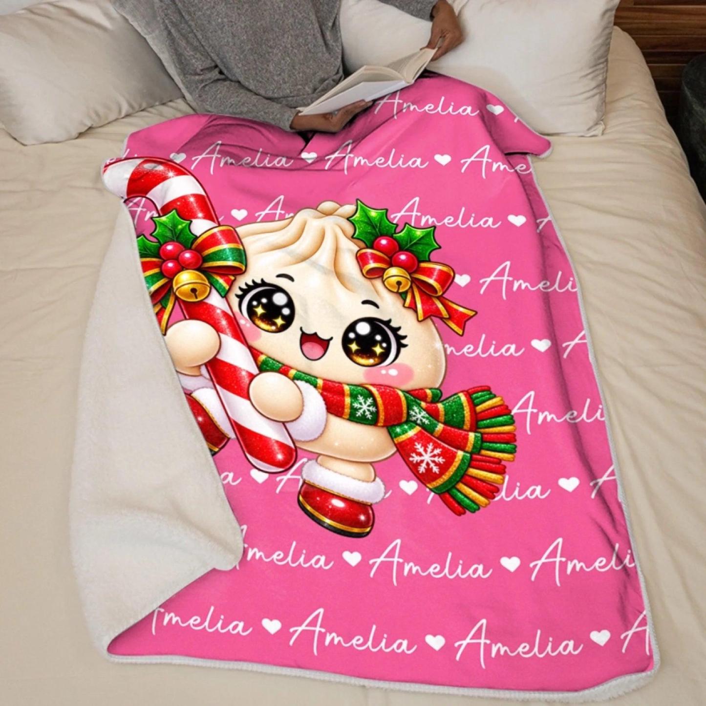Custom Dumpling Squishy Christmas Characters Kids Gifts Personalized Blanket - MyFaceSocks