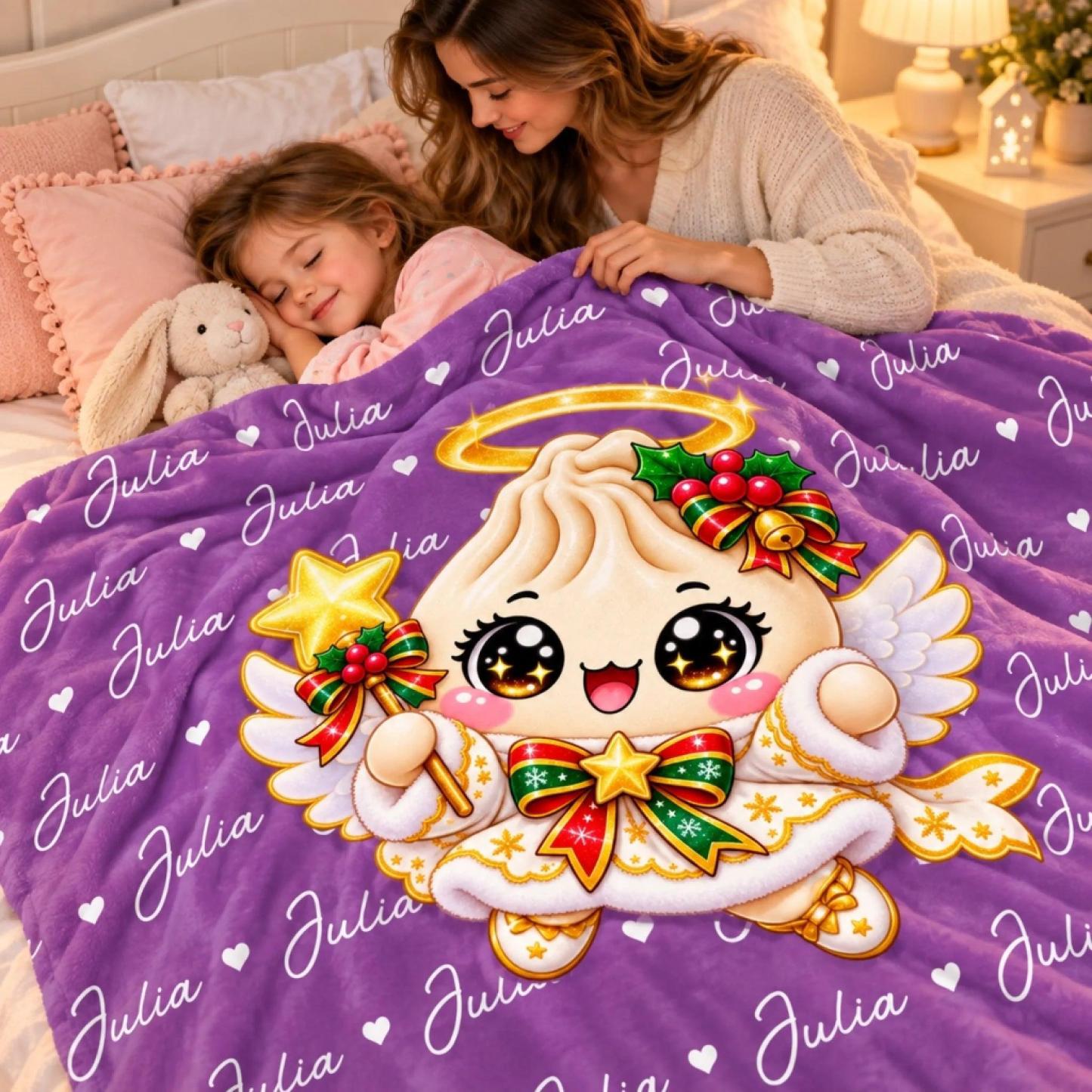 Custom Dumpling Squishy Christmas Characters Kids Gifts Personalized Blanket - MyFaceSocks