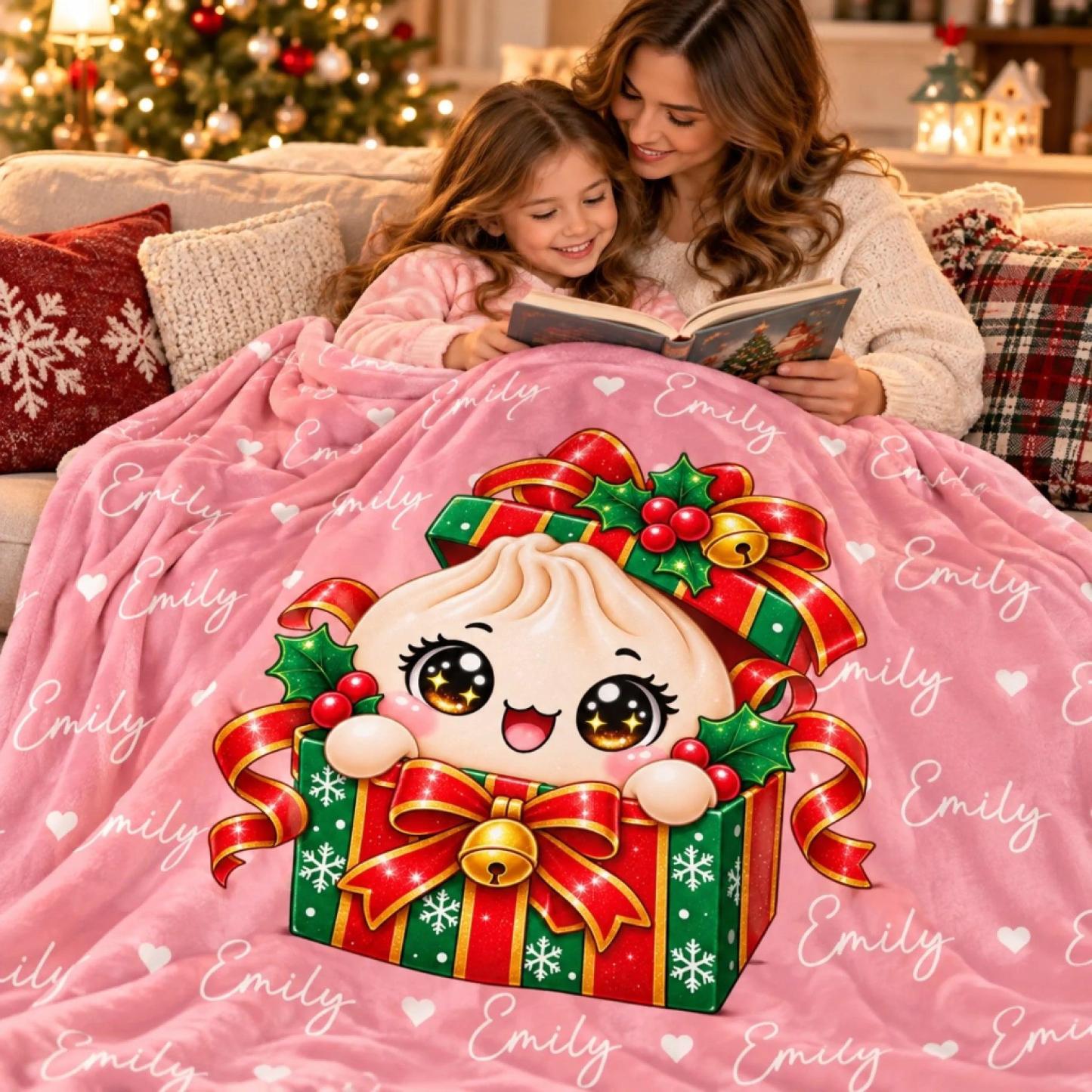 Custom Dumpling Squishy Christmas Characters Kids Gifts Personalized Blanket - MyFaceSocks