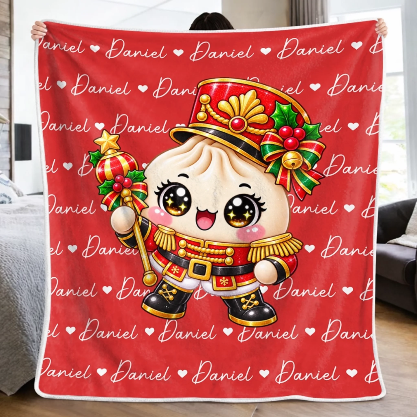 Custom Dumpling Squishy Christmas Characters Kids Gifts Personalized Blanket - MyFaceSocks