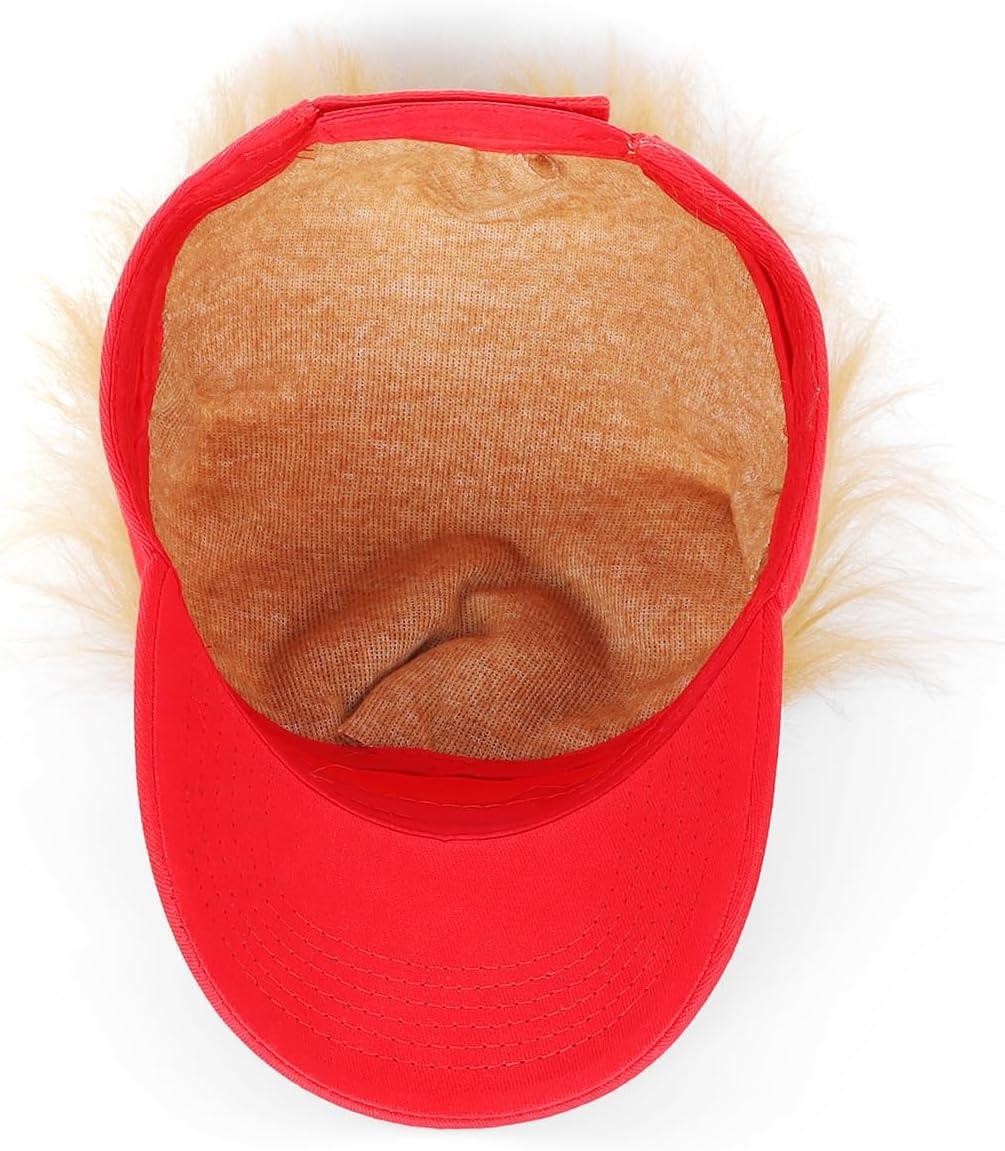 Trump 2024 Hat with Hair,Donald Trump Make America Great Again Wig Hat Embroidered Ultra Adjustable MAGA Baseball Cap