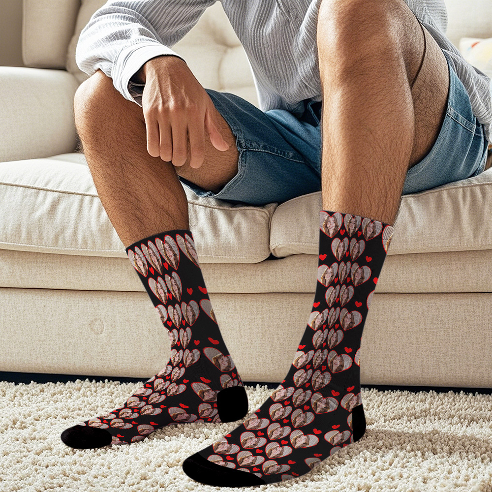 Custom Face Socks Multi-face Breathable Add Pictures Colorful Photo Socks I Love You Socks Gift