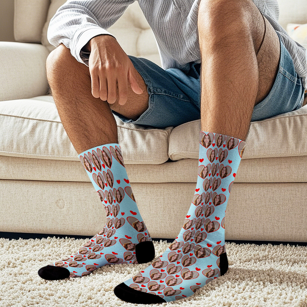 Custom Face Socks Multi-face Breathable Add Pictures Colorful Photo Socks I Love You Socks Gift