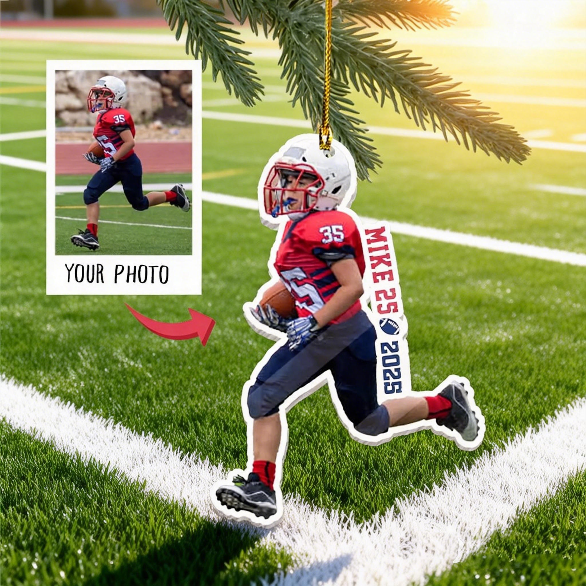 Personalized Sports Photo Ornament Custom Photo Football Ornament Team Gift Sport Ornament