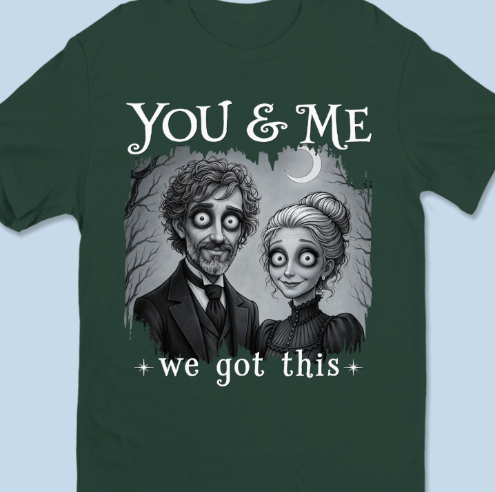 Custom Photo T-shirt Personalized Halloween Anniversary Wedding Gifts For Husband And Wife, Him And Her - My Creepy Favorite Partner Always - MyFaceSocks