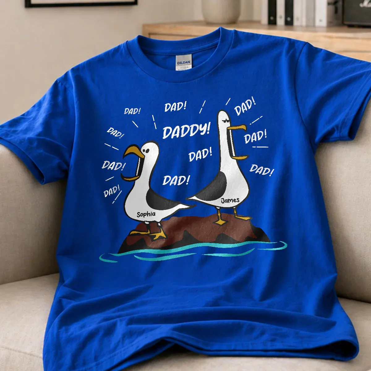 Seagull Dad! Dad! Dad! Custom Kid Name - Personalized Shirt - Funny Father's Day Gift For Dad, Husband - MyFaceSocks