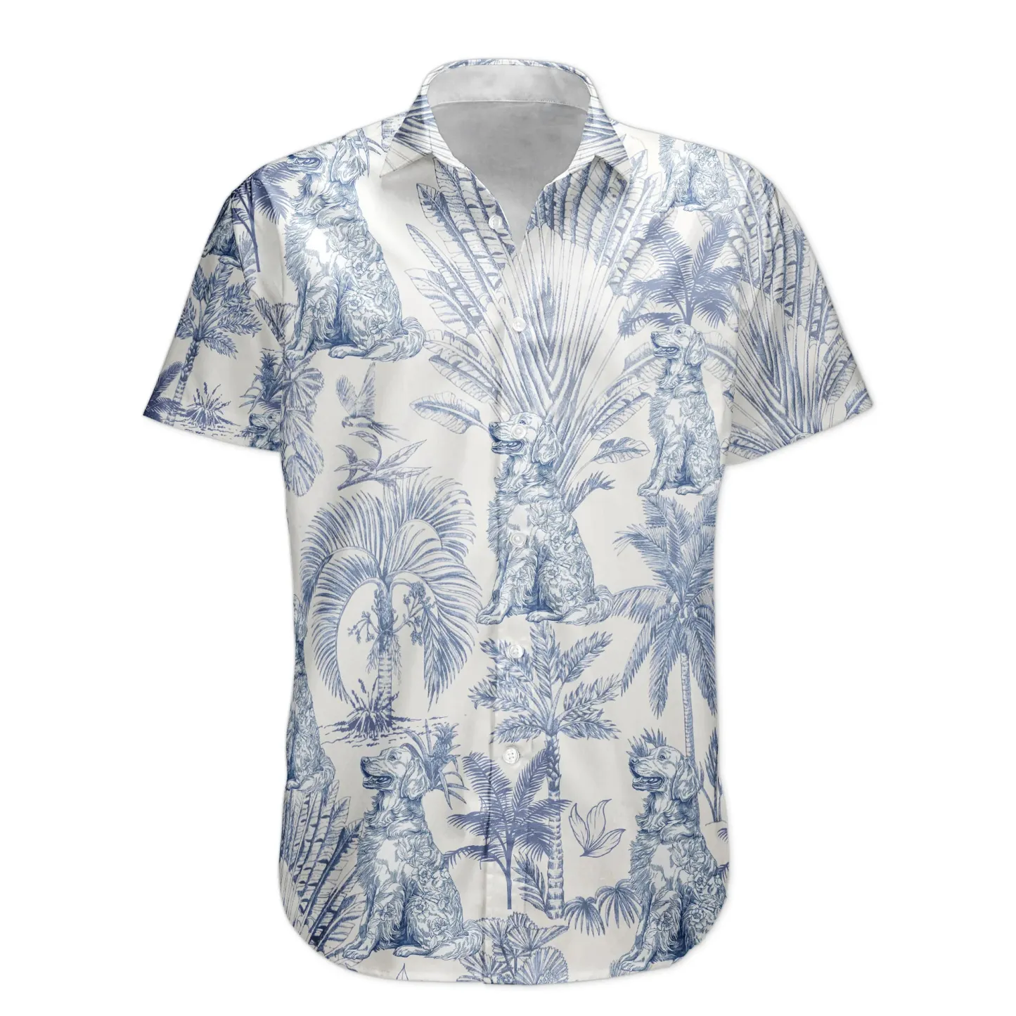 Dog Lovers Toile De Jouy Style Custom Dog Breeds - Personalized Hawaiian Shirt - MyFaceSocks