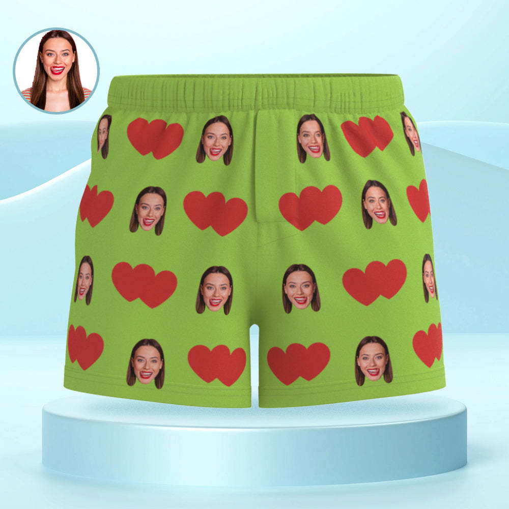 Custom Face Multicolor Boxer Shorts Red Heart Personalized Photo Underwear Gift for Him - MyFaceSocks