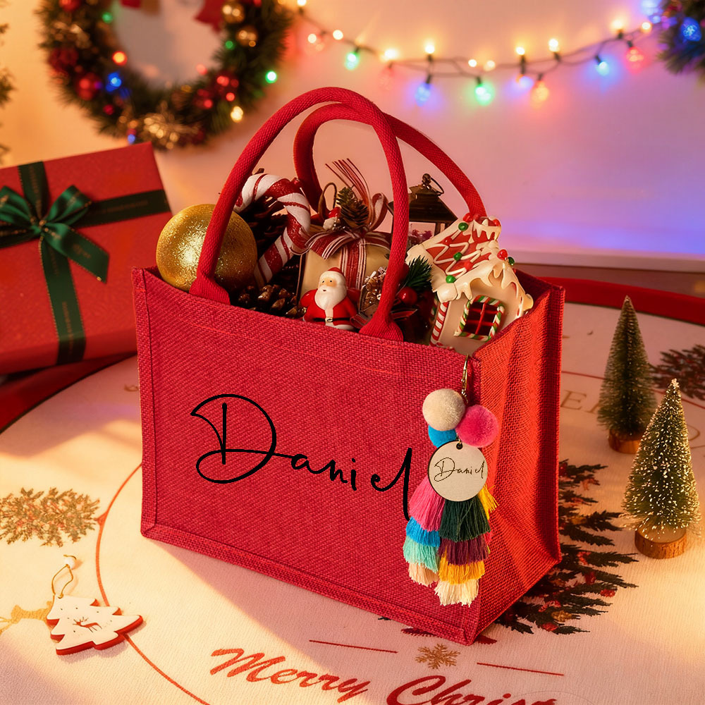 Custom Gift Bag & Charm – Personalized Holiday Gift Bags with Name, Christmas Eve Party Bags, Xmas Gift Sacks for Family & Friends - MyFaceSocks