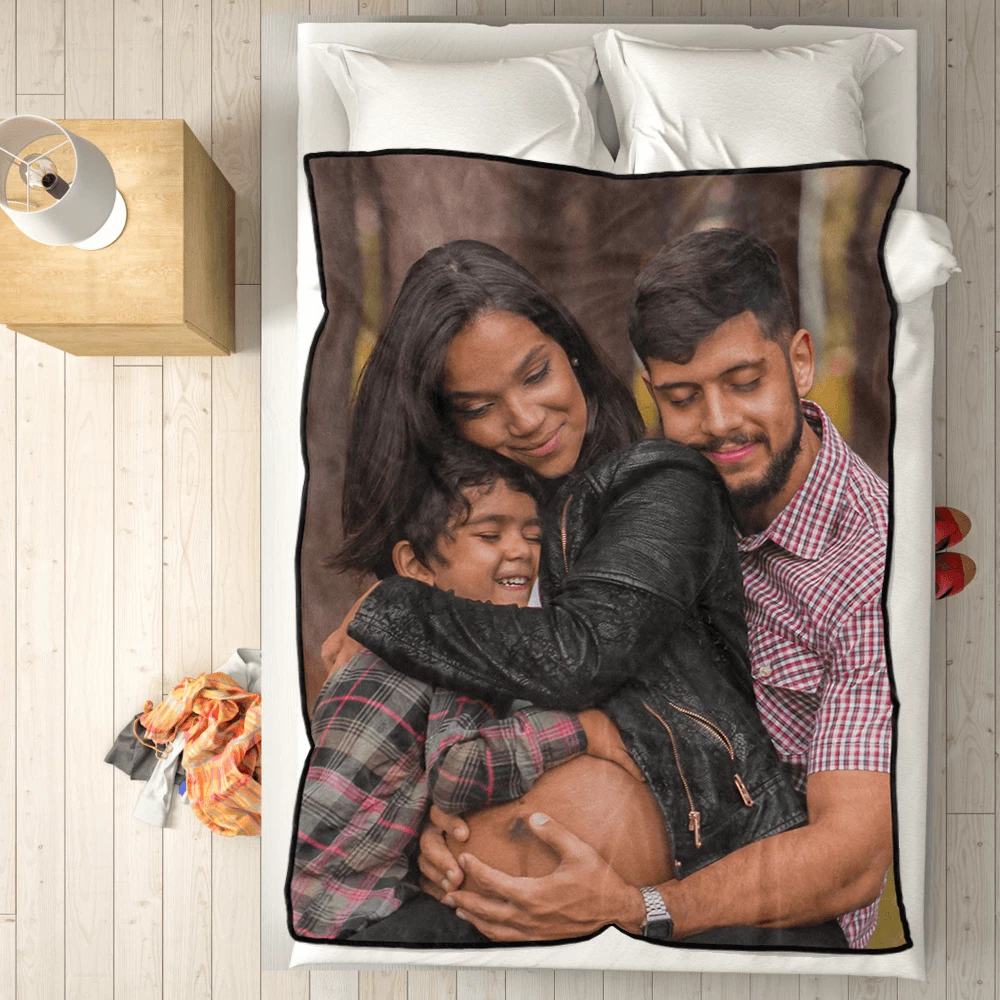 Personalized Gifts for Family Custom Blanket Photo Cover Whole Fleece