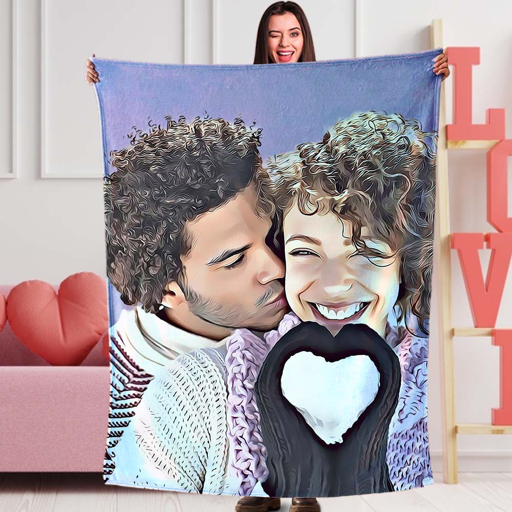 Printed in USA Custom Photo Blanket Custom Printy Photo Blanket Picture Blanket Couple Blanket