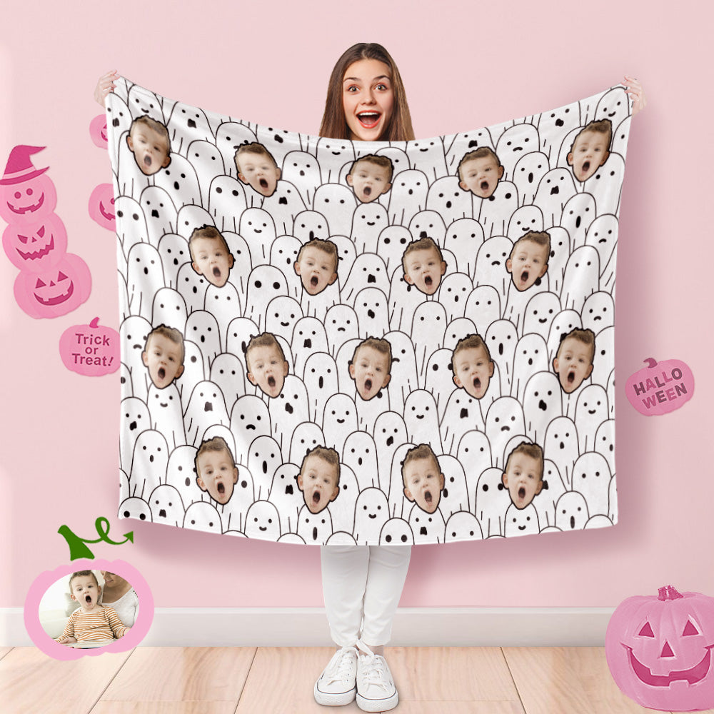 Custom Photo Blanket Halloween Decorative Numerous Ghost Blanket For Kids