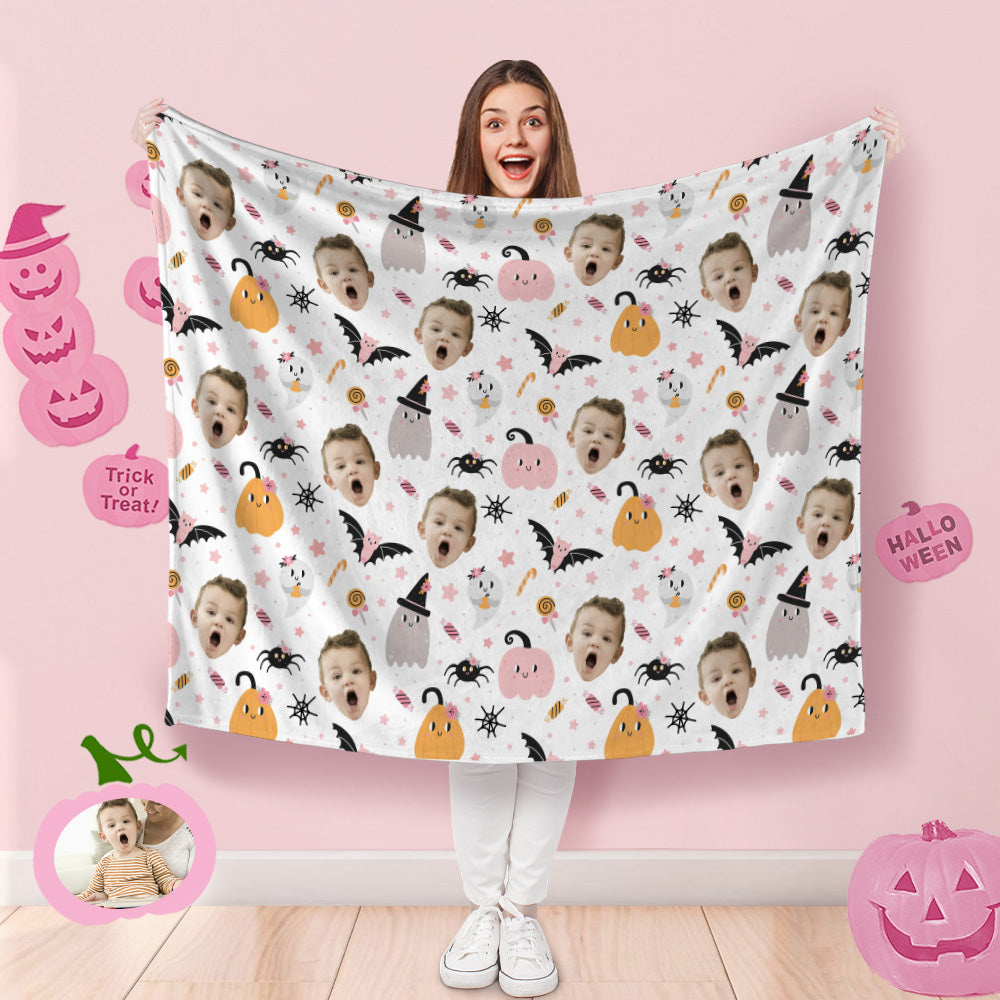 Custom Photo Blanket Halloween Decorative Bat Ghost Blanket For Kids
