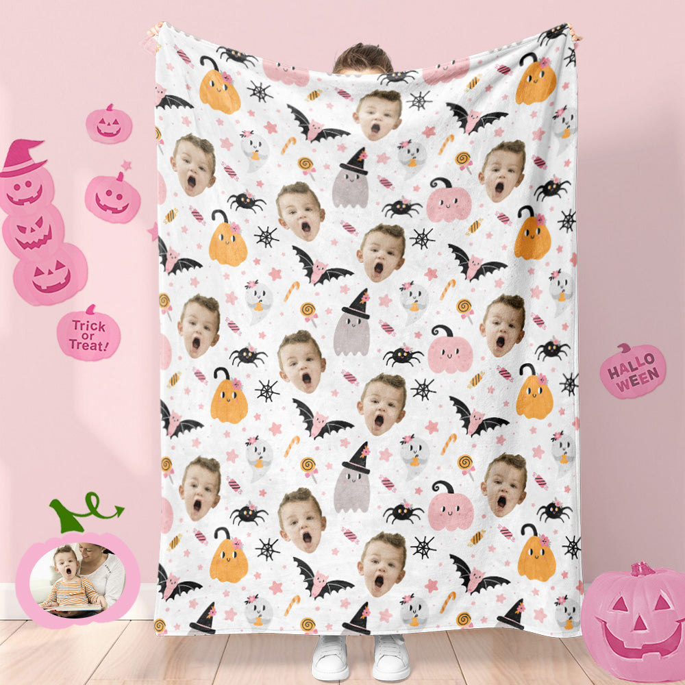 Custom Photo Blanket Halloween Decorative Bat Ghost Blanket For Kids