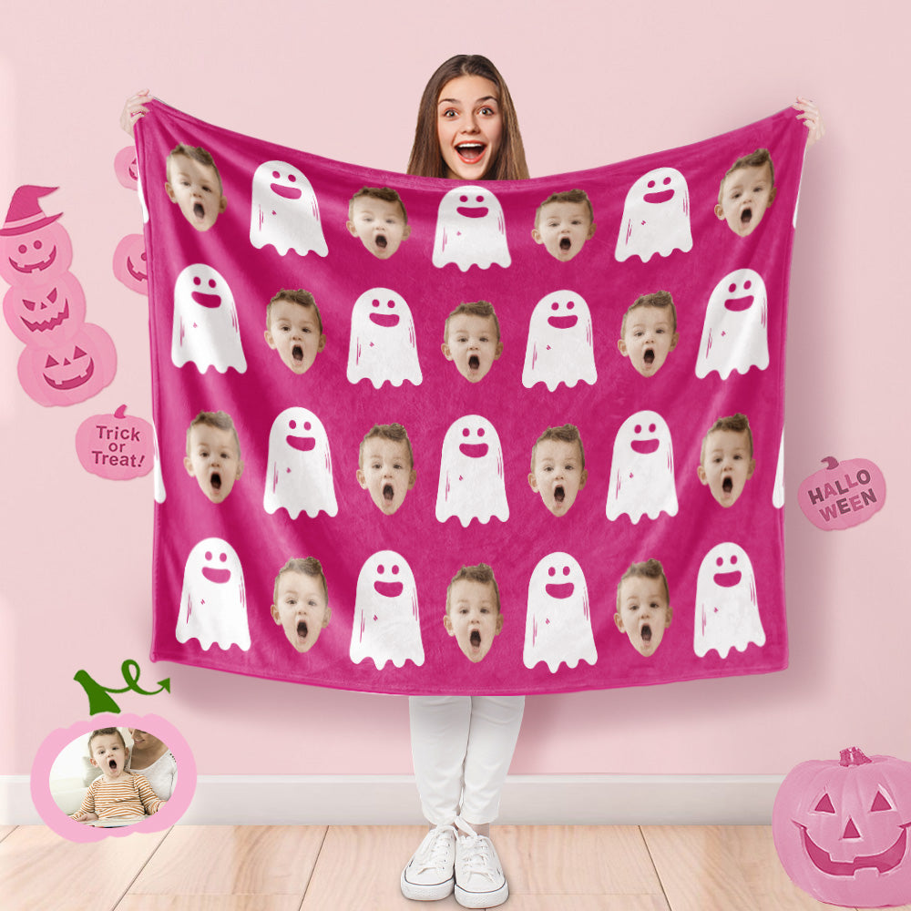 Custom Photo Blanket Halloween Decorative Smile Ghost Blanket For Kids