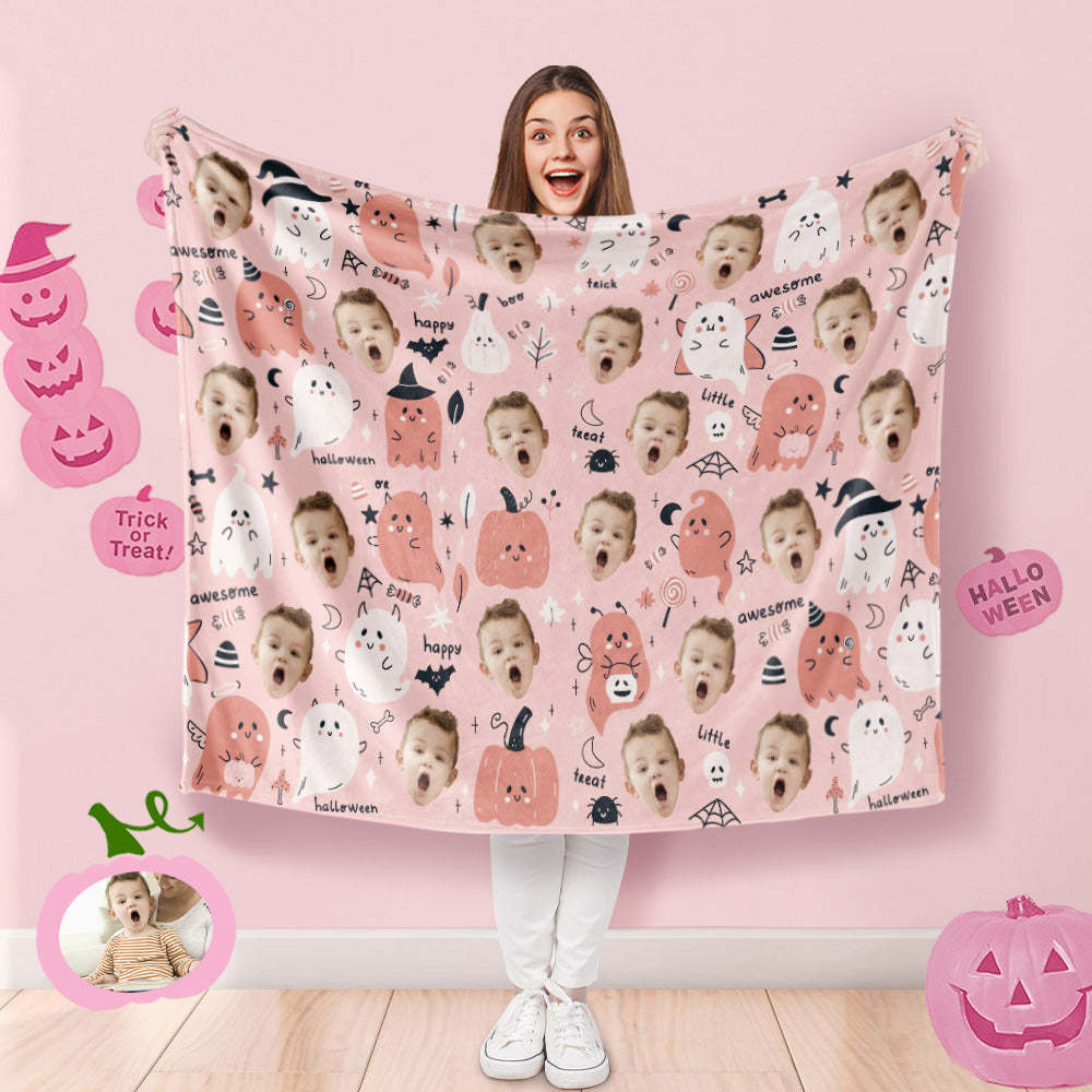 Custom Photo Blanket Halloween Decorative Multi Funny Ghost Blanket For Kids - MyFaceSocks